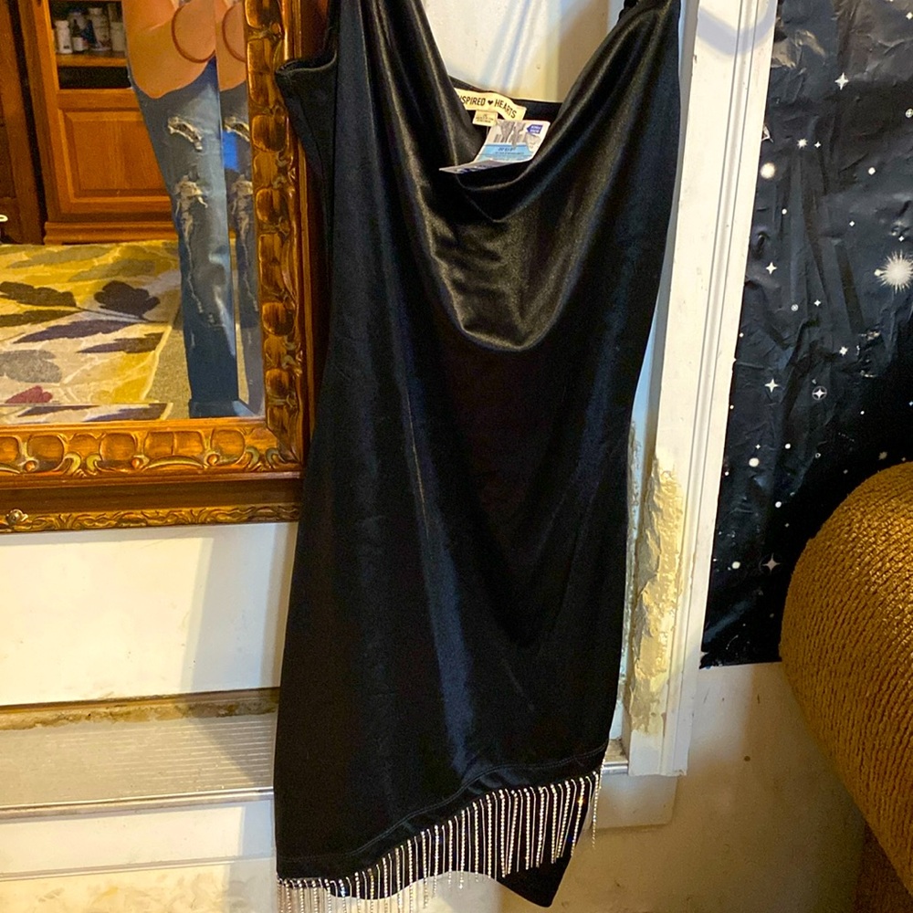 Small inspired hearts black dress